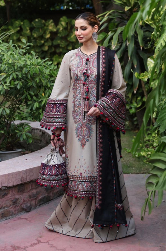 Jazmin - 3PC Unstitched Lawn Heavy Embroidered Shirt with Embroidered Crinkle Dupatta - RF1038