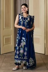 Maryam Hussain - 3PC Unstitched Lawn Embroidered Shirt with Cotton Net Embroidered Dupatta and Trouser - RF1507 Royal Pret