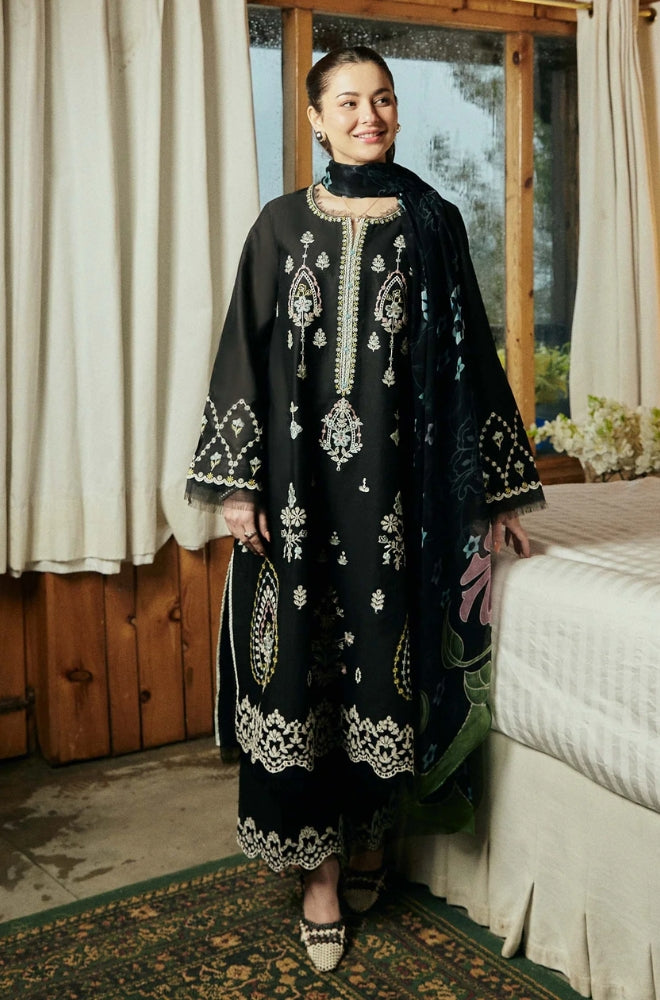 Zara Shah Jahan - 3PC unstiched Lawn Embroidered Shirt With Slub net Dupata and Plan Trouser - RF1097