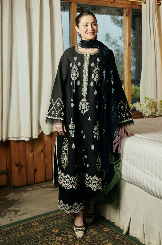 Zara Shah Jahan - 3PC unstiched Lawn Embroidered Shirt With Slub net Dupata and Plan Trouser - RF1097