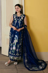 Maryam Hussain - 3PC Unstitched Lawn Embroidered Shirt with Cotton Net Embroidered Dupatta and Trouser - RF1507 Royal Pret