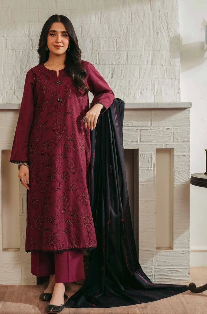 Nishat - 3PC Unstitched Dhanak Embroidered Shirt with Embroidered Dhanak Shawl - RF1298