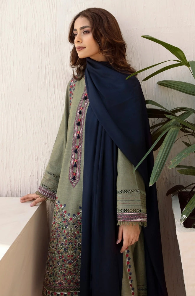 Jazmin - 3PC Unstitched Dhanak Embroidered Shirt with Dhanak Shawl and Trouser - RF1208