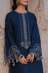 Izel - 3PC Unstitched Dhanak Embroidered Shirt with Digital Printed Twill Pashmina Dupatta and Trouser - RF1458