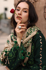 Charizma - 3PC Unstitched Dhanak Embroidered Shirt with Digital Printed Dupatta and Trouser - RF1524 Royal Pret