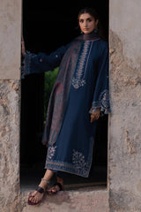 Izel - 3PC Unstitched Dhanak Embroidered Shirt with Digital Printed Twill Pashmina Dupatta and Trouser - RF1458