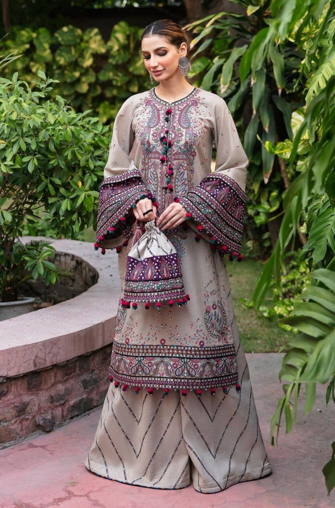 Jazmin - 3PC Unstitched Lawn Heavy Embroidered Shirt with Embroidered Crinkle Dupatta - RF1038