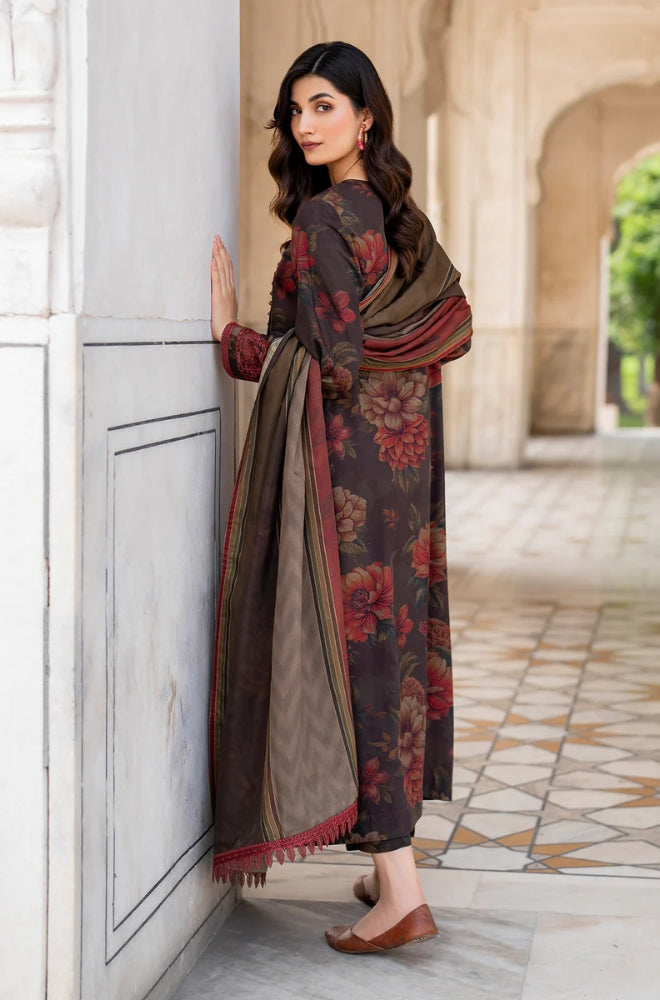 Baroque - 3PC Unstitched Printed Karandi Shirt with Printed Karandi Dupatta and Trouser - RF1202