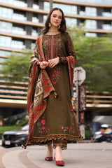 Charizma - 3PC Unstitched Dhanak Embroidered Shirt with Digital Printed Dupatta and Trouser - RF1525 Royal Pret