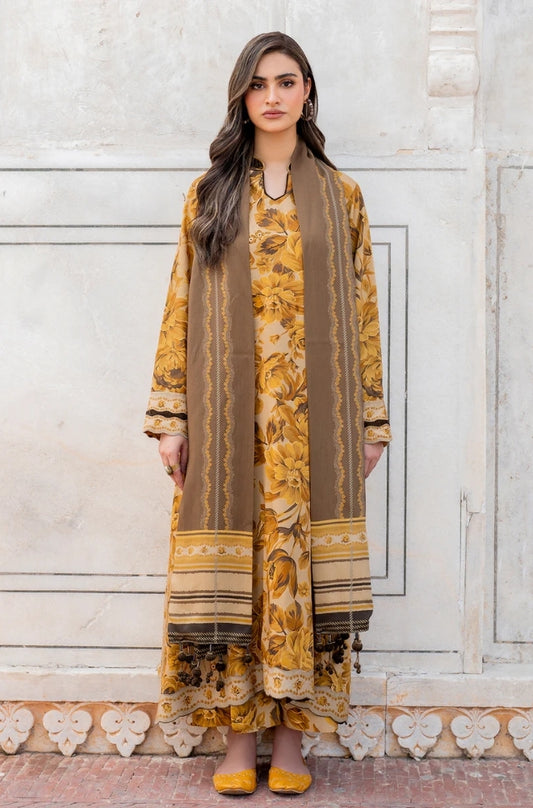 Baroque - 3PC Unstitched Printed Karandi Shirt with Printed Karandi Dupatta and Same Printed Trouser - RF1238