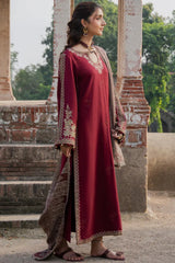 Izel - 3PC Unstitched Dhanak Embroidered Shirt with Digital Printed Twill Pashmina Dupatta and Trouser - RF1459