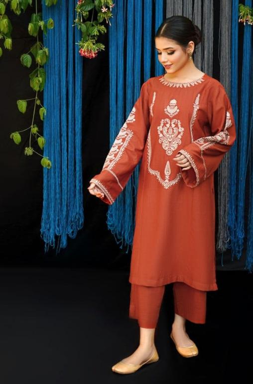 Urge - 2PC Unstitched Dhanak Embroidered Shirt with Plain Trouser - RF1187