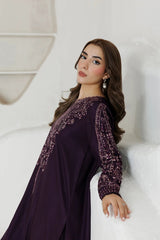 Daria - 3PC Unstitched Dhanak Embroidered Shirt with Dhanak Embroidered Dupatta and Trouser - RF1529 Royal Pret