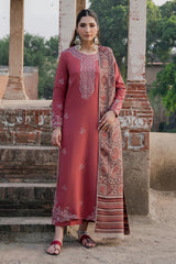 Izel - 3PC Unstitched Dhanak Embroidered Shirt with Digital Printed Twill Pashmina Dupatta and Trouser - RF1460