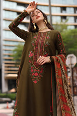 Charizma - 3PC Unstitched Dhanak Embroidered Shirt with Digital Printed Dupatta and Trouser - RF1525 Royal Pret
