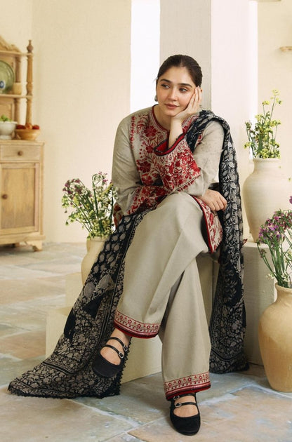 Zara Shah Jahan - 3PC Unstitched Lawn Embroidered Shirt with Digital Printed Silk Dupatta and Embroidered Trousers - RF1082