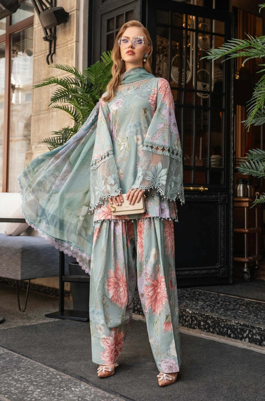 Maria B - 3PC Unstitched Khaddar Digital Printed + Embroidered Shirt, with Digital Printed Dupatta and Same Trouser - RF1282