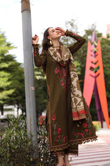 Charizma - 3PC Unstitched Dhanak Embroidered Shirt with Digital Printed Dupatta and Trouser - RF1525 Royal Pret
