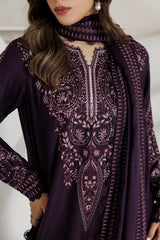 Daria - 3PC Unstitched Dhanak Embroidered Shirt with Dhanak Embroidered Dupatta and Trouser - RF1529 Royal Pret