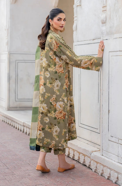 Baroque - 3PC Unstitched Printed Karandi Shirt with Printed Karandi Dupatta and Same Printed Trouser - RF1239