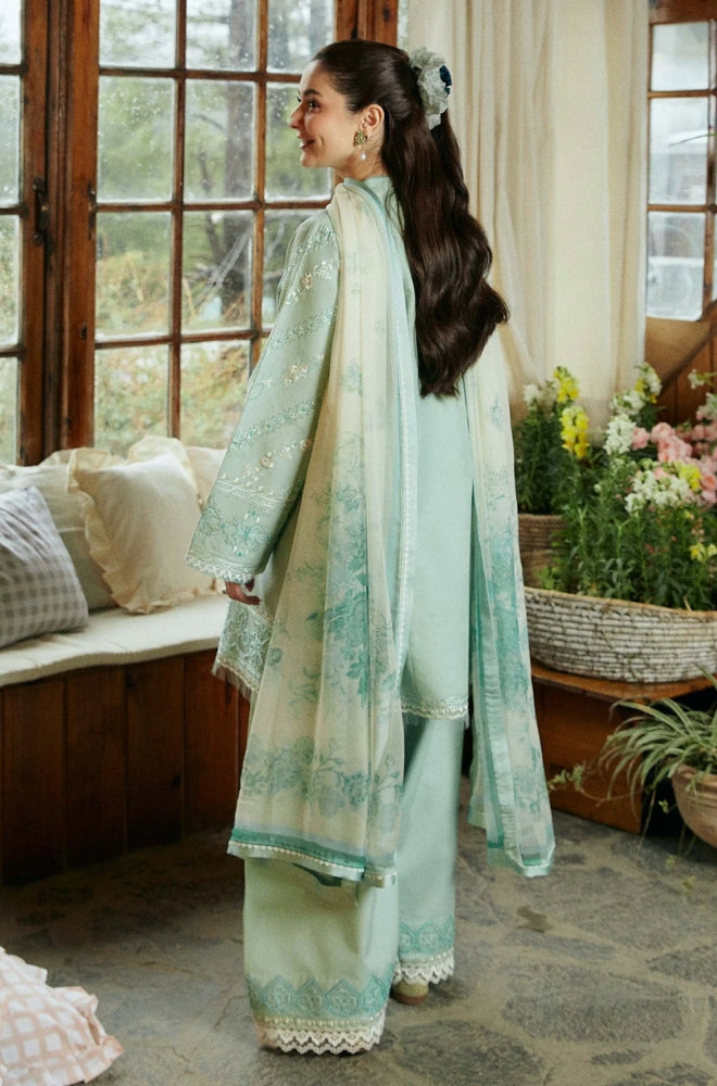 Zara Shah Jahan - 3PC unstiched Lawn Embroidered Shirt With Slub net Dupata and Plan Trouser - RF1098