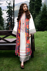 Sapphire - 3 PC Unstitched Khaddar Embroidered Shirt with Printed Dupatta and Trouser - RF1218 Royal Pret