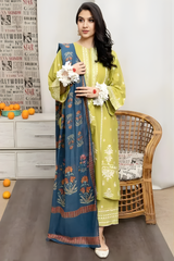 Urge - 3PC Unstitched Dhanak Embroidered Shirt with Digital Printed Dupatta and Embroidered Trouser - RF1272 Royal Pret