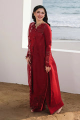 Qalamkar - 3PC Unstitched Lawn Embroidered Shirt with Embroidered Chiffon Dupatta and Trouser - RF1477 Royal Pret