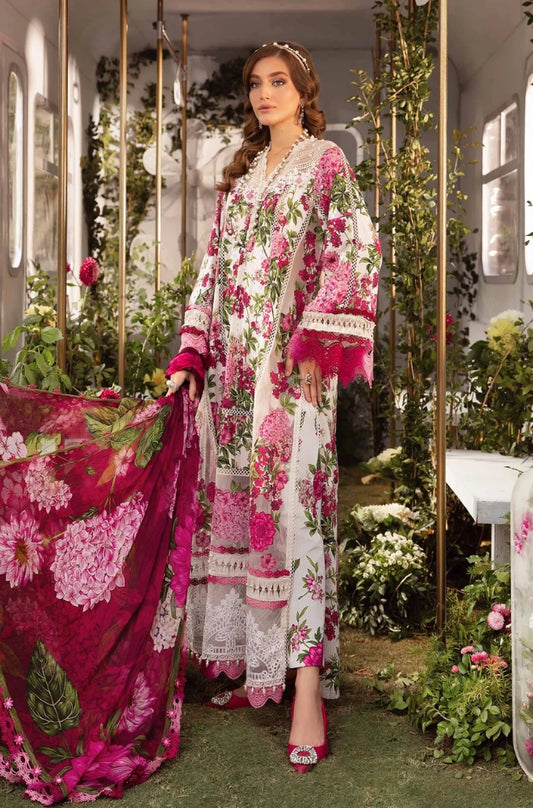 Maria B - 3PC Unstitched Khaddar Digital Printed + Embroidered Shirt, with Digital Printed Dupatta and Same Trouser - RF1279