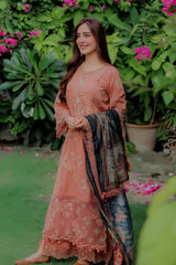 Sapphire - 3PC Unstitched Lawn Embroidered Shirt with Monar Digital Printed Dupatta and Trouser - RF1515 Royal Pret