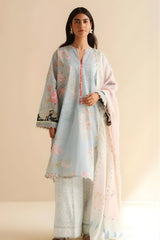 Coco by Zara Shah Jahan - 3PC Banadora Lawn Printed Shirt with Printed Voil Dupatta (Unstitched) - RF1390 Royal Pret