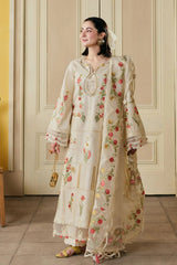 Maryam Hussain - 3PC Unstitched Lawn Embroidered Shirt with Cotton Net Embroidered Dupatta and Trouser - RF1504 Royal Pret