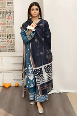 Urge - 3PC Unstitched Embroidered Shirt with Digital Printed Dupatta and Embroidered Trousers - RF1223 Royal Pret
