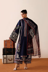 Azzal - 3PC Unstitched Lawn Embroidered Shirt with Monar Digital Printed Dupatta and Trouser - RF1518 Royal Pret