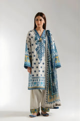 Ethnc - 3PC Banadora Lawn Printed Shirt with Printed Voil Dupatta (Unstitched) - RF1400 Royal Pret