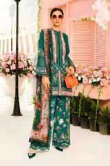 Maria B - 3PC All Over Printed Banadora Lawn Shirt with Printed Voil Dupatta (Unstitched) - RF1385 Royal Pret