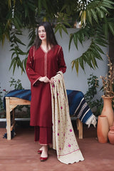 Aisling - 3PC Unstitched Dhanak Embroidered Shirt with Dhanak Embroidered Dupatta and Trouser - RF1155 royalpret