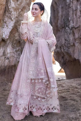 3PC Unstitched Lawn Heavy Embroidered Shirt with Embroidered Khaddi Net Dupatta - RF1037 royalpret