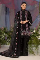 Sobia Nazir - 3PC Lawn Embroidered Shirt with Printed Chiffon Dupatta (Unstitched) - RF1405 Royal Pret