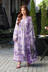 Jade - 3PC Unstitched Lawn Embroidered Shirt with Digital Printed Monark Dupatta and Trouser - RF1481 Royal Pret