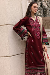 Charizma - 3PC Unstitched Dhanak Embroidered Shirt with Digital Printed Dupatta and Trouser - RF1522 Royal Pret