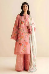 Coco by Zara Shah Jahan - 3PC Banadora Lawn Printed Shirt with Printed Voil Dupatta (Unstitched) - RF1387 Royal Pret