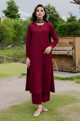 Yards - 3PC Dhanak Embroidered Shirt with Marina Digitally Printed Dupatta - RF1427 Royal Pret