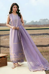 Izel - 3PC Unstitched Lawn Embroidered Shirt with Cotton Net Embroidered Dupatta and Trouser - RF1497 Royal Pret