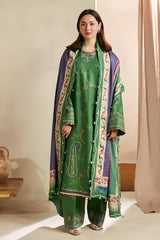 Zara Shah Jahan - 3PC Unstitched Dhanak Embroidered Shirt with Digital Printed Dupatta and Embroidered Trouser - RF1137 Royal Pret