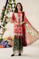 Maria B - 3PC All Over Printed Banadora Lawn Shirt with Printed Voil Dupatta (Unstitched) - RF1378 Royal Pret