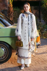 Jade - 3PC Lawn Embroidered Shirt with Printed and Embroidered Chiffon Dupatta (Unstitched) - RF1352 Royal Pret