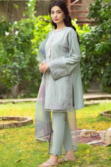 Jazmin - 3PC Lawn Embroidered Shirt with Printed Organza Dupatta - RF0722 royalpret