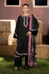 Maryam N Marya - 3PC Khaddar Embroidered Shirt with Digital Printed Dupatta and Trouser - RF1413 Royal Pret