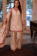 Aneelas - 3PC Unstitched Dhanak Embroidered Shirt with Dhanak Embroidered Dupatta and Trouser - RF1521 Royal Pret